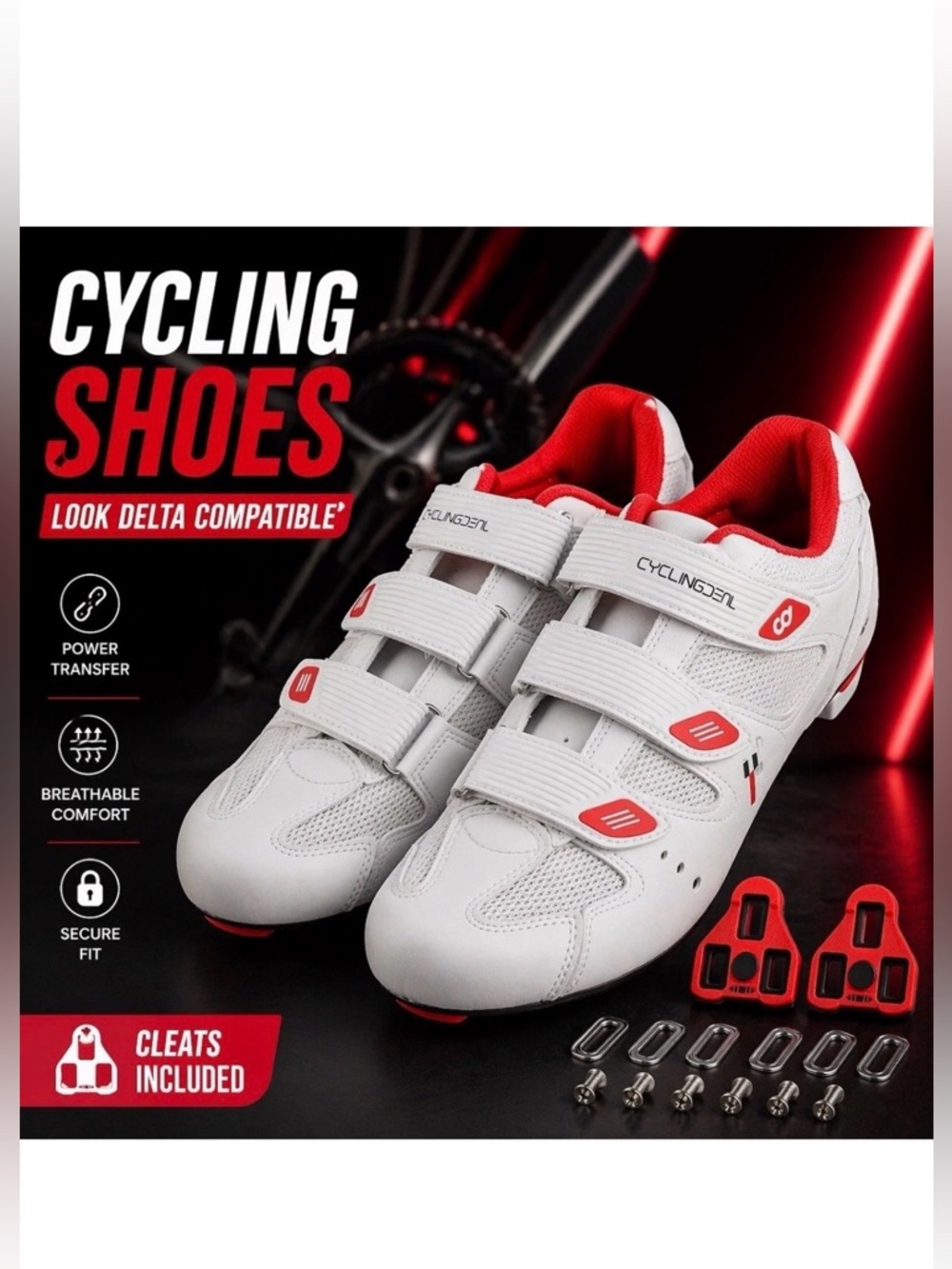 🔥 CyclingDeal Cycling Shoes w/ Cleats Peloton Compatible SPD Delta Road Bike🔥
